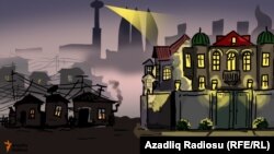 Карикатура Гюндюза Агаева 'Свет в доме бедняка и богатого'