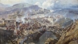 Взятие аула Ахульго русскими войсками. Картина Франца Рубо (1888)