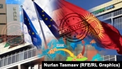 Европа Биримдигинин Кыргызстанга салган санкцияларын түшүндүргөн иллюстрация.