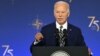 U.S. President Joe Biden speaks during the NATO summit in Washington on July 9.