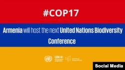 A poster about Armenia hosting the next UN Biodiversity Conference (COP17) in 2026