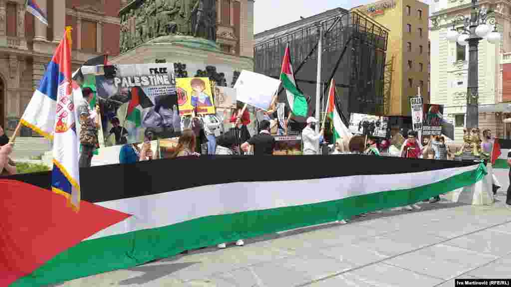 Skup solidarnosti sa palestinskim narodom u centru Beograda, povodom najnovijeg sukoba izraelskih snaga i Hamasa u Gazi