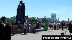 На адкрыцьці помніка Аляксандру Неўскаму ў Віцебску. 24 чэрвеня 2016 году 