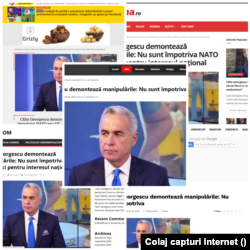 Articole identice care preiau declarații ale lui Călin Georgescu fost postate pe mai multe pagini de internet.