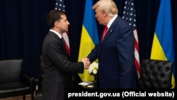 Володимир Зеленський і Дональд Трамп на зустрічі в Нью-Йорку, 25 вересня 2019 року