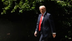 US President Donald Trump departs the White House in Washington.