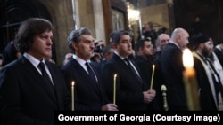 Ираклий Кобахидзе, Михаил Кавелашвили и Шалва Папуашвили в соборе Сиони