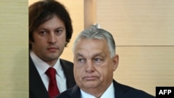 Gruzijski premijer Irakli Kobahidze i premijer Mađarske Viktor Orban u Tbilisiju, 29. oktobar 2024.