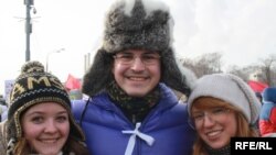 Vitaly, a banking consultant, attended the rally with friends.