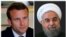 FILE PHOTO: A combination of file photos showing French President Emmanuel Macron and Iran President Hassan Rouhani .