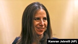 Sigal Mandelker, the undersecretary for terrorism and financial intelligence at the U.S. Treasury, talks to journalists at a press briefing in Dubai, July 12, 2018