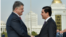 Türkmenistanyň prezidenti Gurbanguly Berdimuhamedow (sagda) we Ukrainanyň prezidenti Petro Poroşenko (çepde). 29-njy oktýabr, 2015 ý.