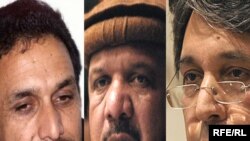 از راست به چپ: محمود کرزی، محمد قسیم فهیم و احمد ضیا مسعود
