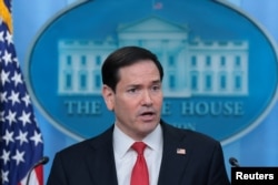 US Secretary of State Marco Rubio holds press briefing at the White House on May 5.