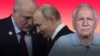 Каляж: Аляксандар Лукашэнка, Уладзімір Пуцін, Валер Карбалевіч (зьлева направа) 