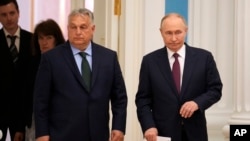 Viktor Orban și Vladimir Putin, după convorbirea de la Kremlin, 5 iulie 2024.