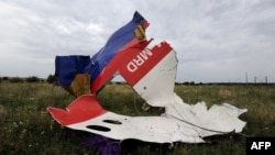 MH17 uçaryň bir bölegi. 18-nji iýul, 2014 ý.