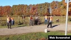 დასუფთავების სამუშაოები ჩხოროწყუს მუნიციპალიტეტის ერთ-ერთ სოფელში საზოგადოებრივი დასაქმების პროგრამის ბენეფიციარების მონაწილეობით. 18 ნოემბერი, 2025 წელი