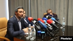 Armenia - Lawyers for jailed businessman Samvel Karapetian told a news conference in Yerevan, December 12, 2025.