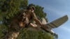 A Ukrainian soldier launches a Furia fixed-wing reconnaissance drone on September 9.