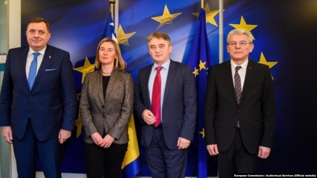 Federica Mogherini, sa članovima BiH Predsedništva u Briselu