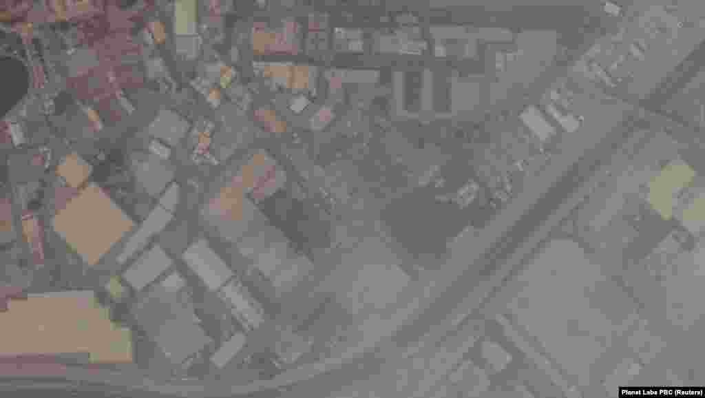 Dio pomorske baze Pete američke flote u bahreinskoj prijestolnici Manami, snimljen 25. februara i zatim 1. marta, nakon što su iranski dronovi ciljali bazu.