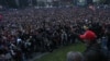 Armenian opposition leader Nikol Pashinian holds a rally in Gyumri on April 27.