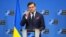 Міністар замежных спраў Украіны Дзьмітро Кулеба выступае на саміце NATO 7 красавіка ў Брусэлі.