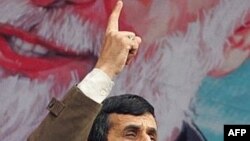 Iran -- President Mahmud Ahmadinejad speaks at a rally to mark the 29th anniversary of the Islamic revolution in Tehran, 11Feb2008