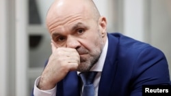 Vladyslav Manher is seen in a Kyiv court on February 12, 2019.