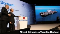 Președintele Turciei Tayyip Erdogan și președintele rus Vladimir Putin la anunțul încheierii lucrărilor, 19 noiembrie, 2018, Istanbul