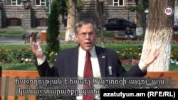 Armenia - A screenshot of U.S. Ambassador John Heffern's video blog, Yerevan, 7Aug2012.