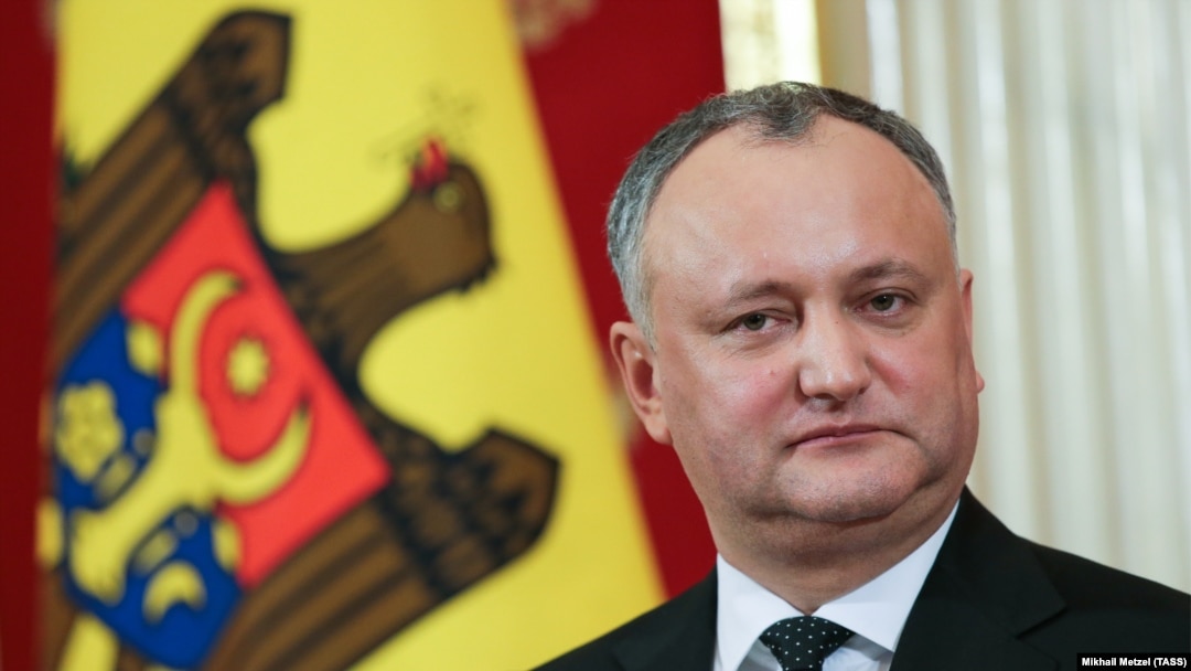 Moldovan President Igor Dodon attends a press conference with his Russian counterpart at the Kremlin in Moscow on January 17.