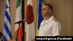 Командувач Військово-морських сил України контрадмірал Олексій Неїжпапа на відкритті багатонаціональних навчань «Сі бриз-2021», Одеса, 28 червня 2021 року