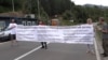 Protesters block the Jarinje crossing between Serbia and Kosovo on September 6. 