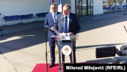 Milorad Dodik, predsjednik SNSD i Savo Minić, predsjednik Vlade RS na konferenciji za novinare nakon povratka iz Moskve, Banjaluka, 30. septembar 2026. 