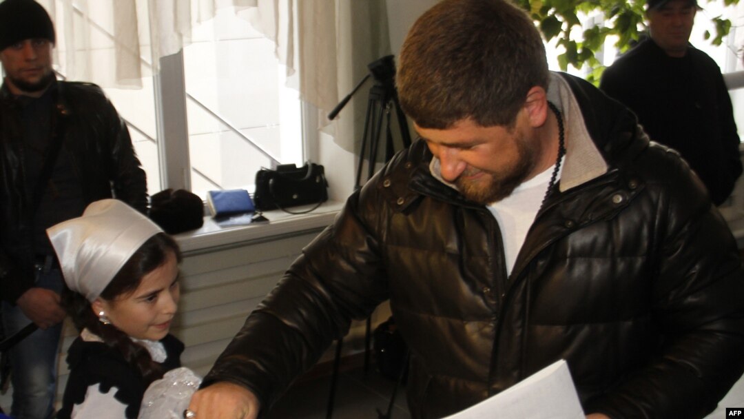Chechen leader Ramzan Kadyrov casts his vote in Russian parliamentary elections at a polling station in Grozny on December 4. 