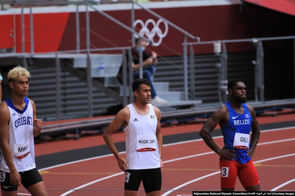 Afghanistan's fastest runner, Shah Mahmud Noorzai (center), hopes to be a record-setter in Paris.