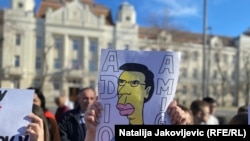 Jedan od transparenata na protestu u Subotici, 29. januar 2025.