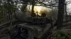 A Ukrainian self-propelled artillery system fires toward Russian positions at the front line near Bakhmut on September 1.