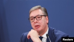 Predsednik Srbije Aleksandar Vučić na konferenciji za novinare, 22. oktobra 2025.