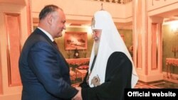 Președintele moldovean Igor Dodon la întrevederea de la Moscova cu patriarhul Kiril