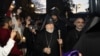 Armenia - Catholicos of All Armenians Garegin II is greeted by members of the In Our Way movement, Echmiadzin, October 19, 2025.