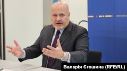 ICC Prosecutor Karim Khan speaks at the roundtable in The Hague on October 8.