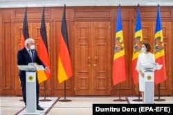 Președintele Germaniei Frank-Walter Steinmeier (s) și președinta R. Moldova, Maia Sandu, 29 septembrie, 2021