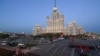 Russian servicemen march during rehearsals for the Victory Day military parade in central Moscow.