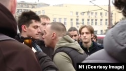 Student Andrej Tanko na protestu "Zastan Srbijo" u decembru 2024.