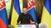 Ukrainian President Volodymyr Zelenskyy during a joint press conference on September 5 in western Ukraine. 
