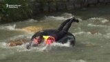 Kosovars Make Splash With White-Water Inner Tube Race