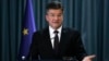 KOSOVO -- EU Special Representative for the Pristina-Belgrade Dialogue Miroslav Lajcak gestures during a press conference following his meeting with Kosovar acting president n Pristina, March 2, 2021